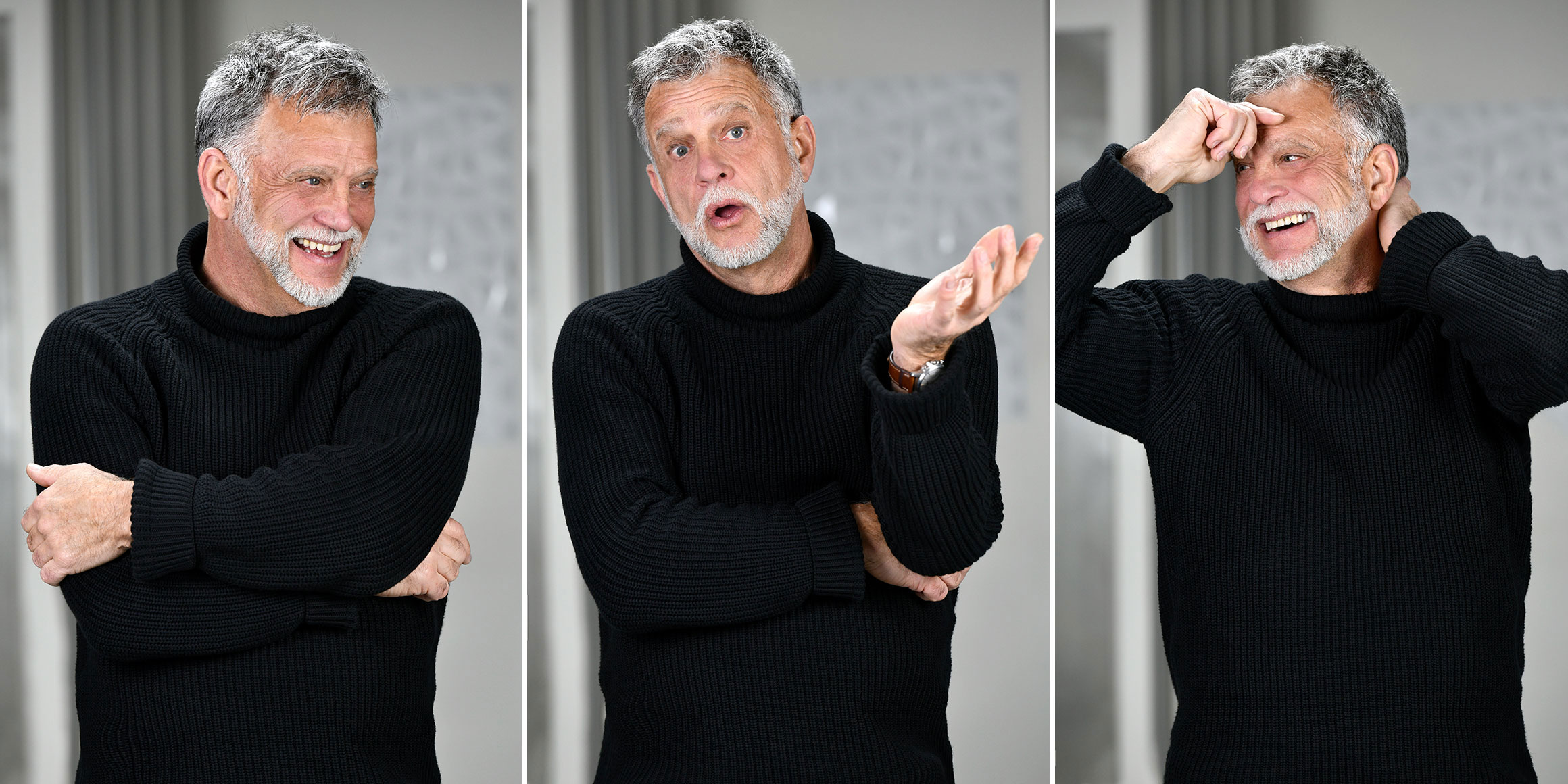 Bestager-, Classic-, Senior-, 50+ Model Michael Diehl Fotomodell aus Esslingen bei Stuttgart mit lustigen Gesichtsausdrücken 07