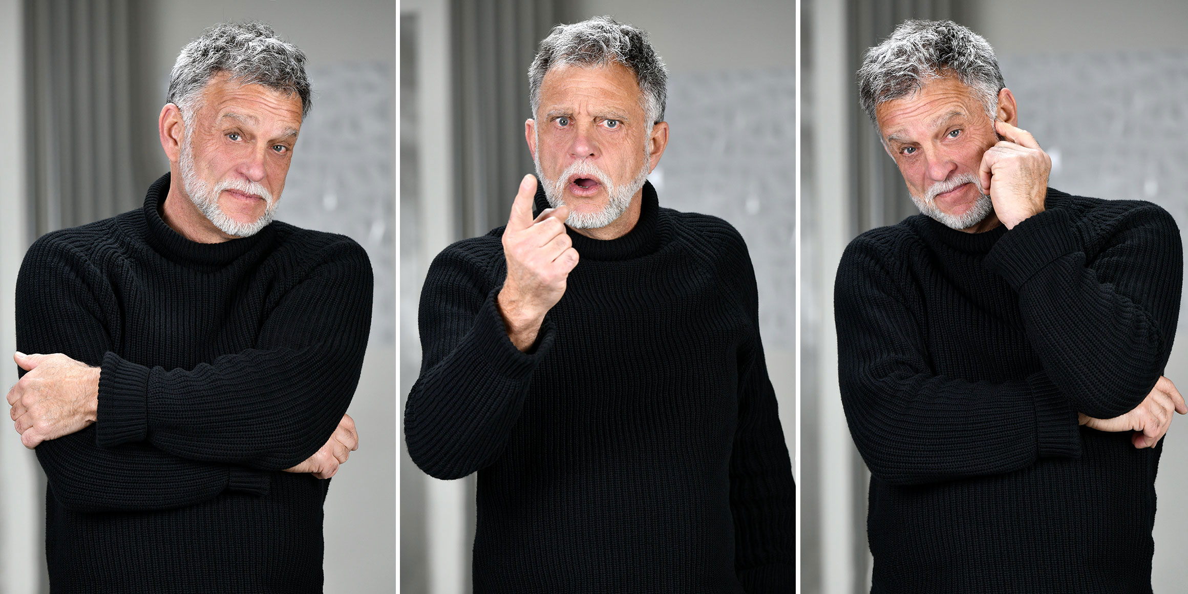Bestager-, Classic-, Senior-, 50+ Model Michael Diehl Fotomodell aus Esslingen bei Stuttgart mit lustigen Gesichtsausdrücken 10