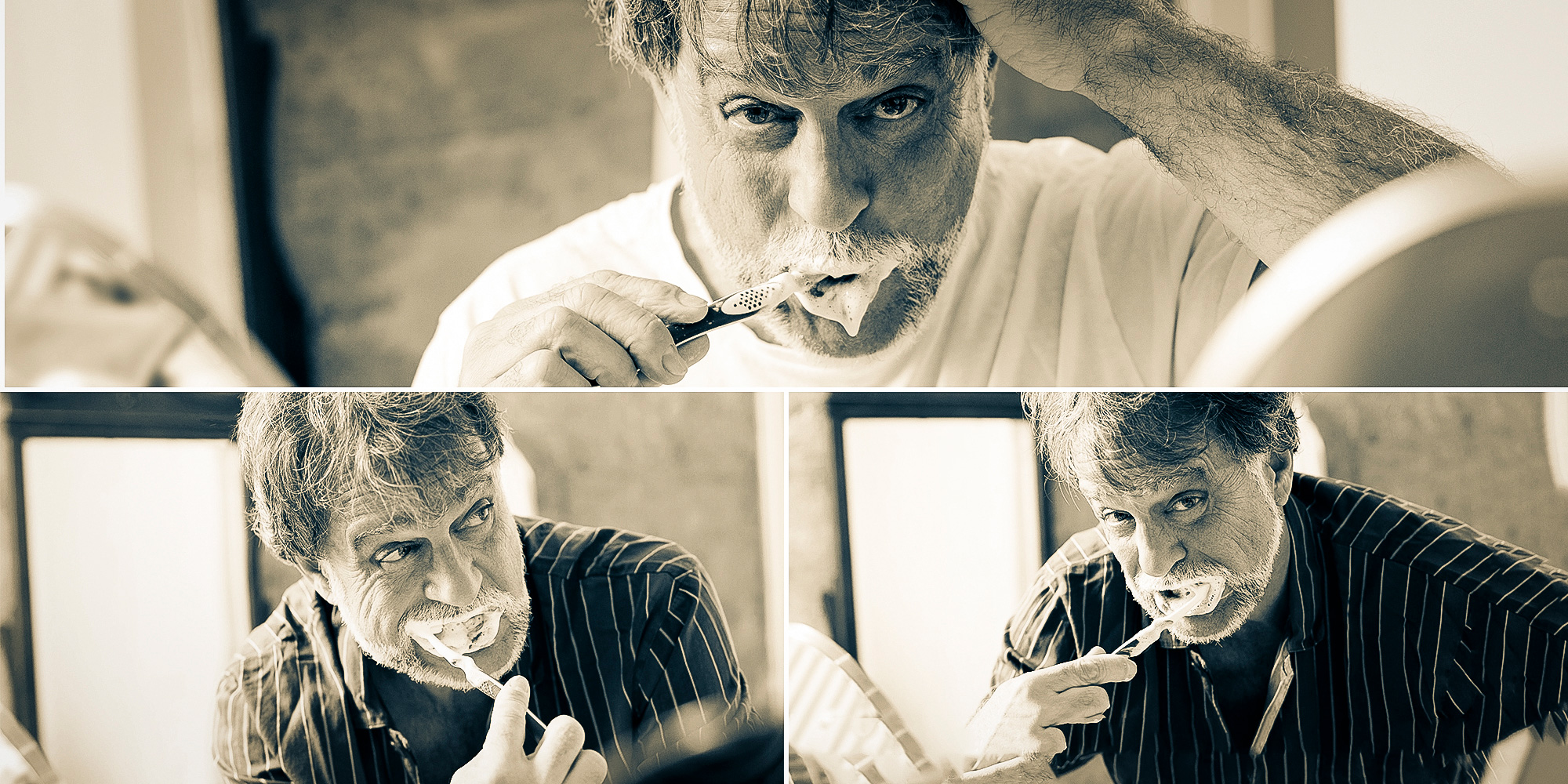 Bestager-, Classic-, Senior-, 50+ Model Michael Diehl Fotomodell aus Esslingen bei Stuttgart mit s/w Lifestyle indoor 04